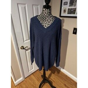 Sonoma Long Sleeve Blue V-Neck Sweater - Sz 2X ~ New Blue Plus Size Knit Comfort